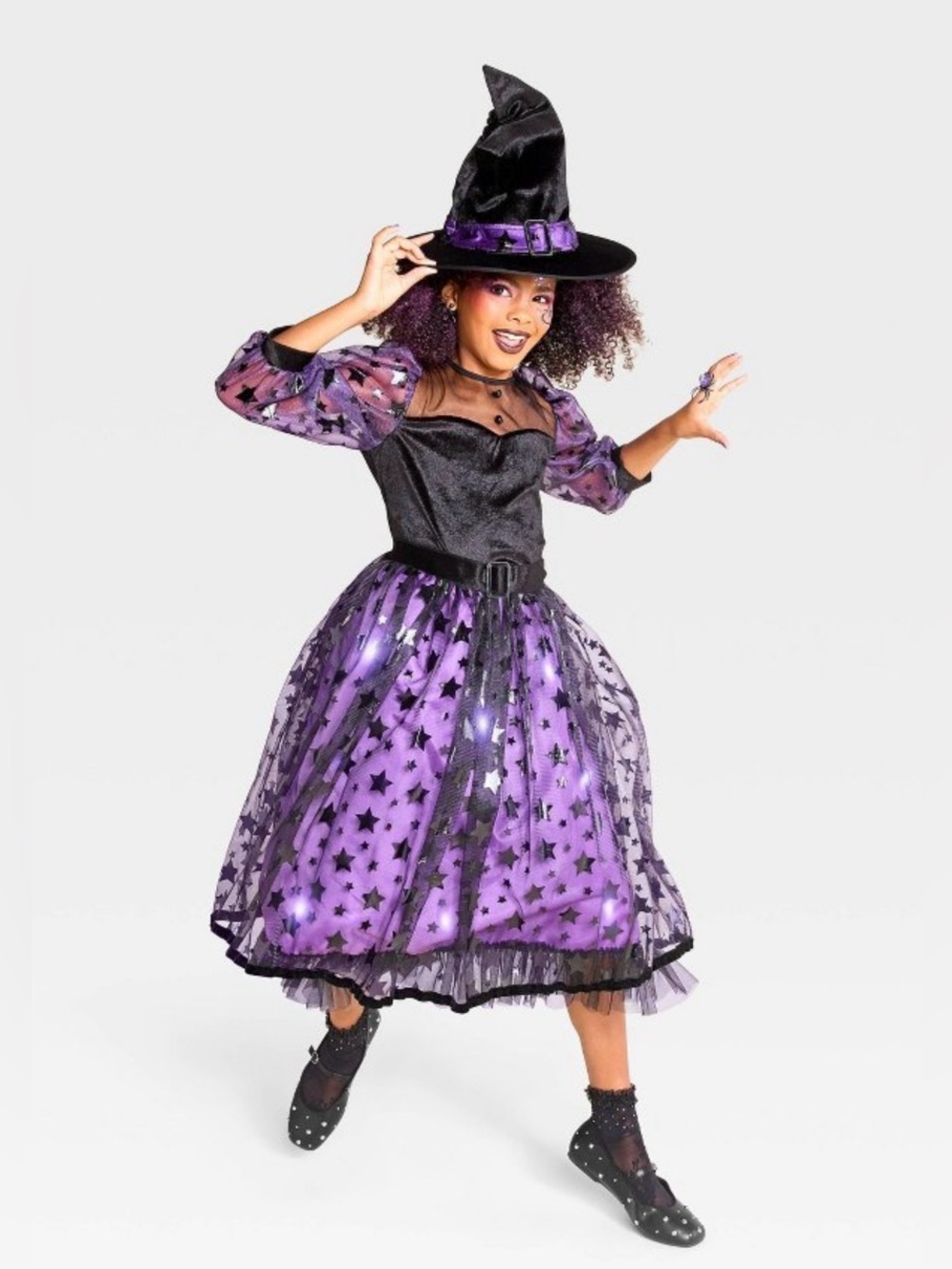 Hyde & EEK Girls Light-Up Starlight Witch Costume Dress Small BNWT